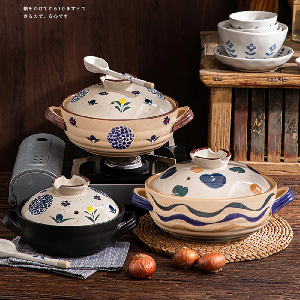 

Household Casserole Stew Pot High Temperature Resistant Stew Pot Ceramic Cookware Soup Pot Gas Stove Kitchen with Non-stick Pan