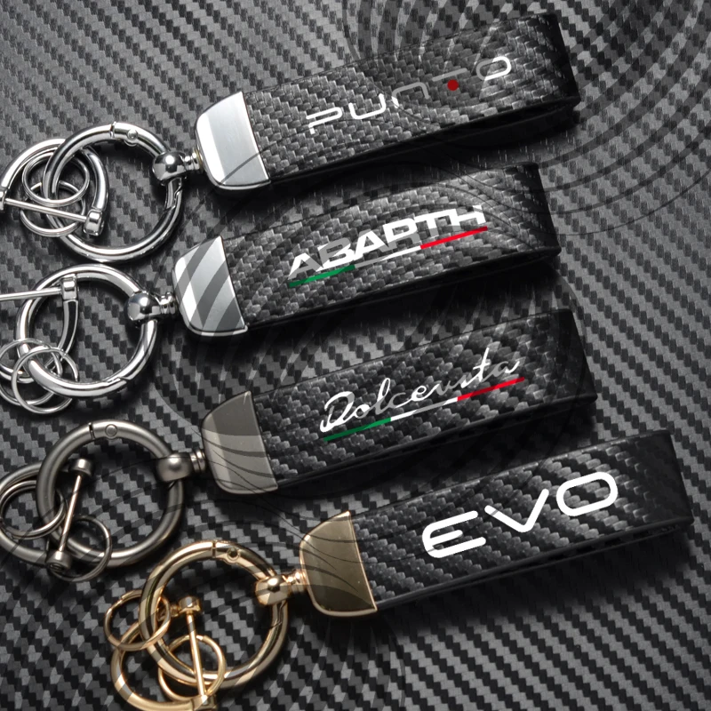Фото Для Punto EVO Abarth Dolcevita итальянская эмблема автомобиля из углеродного волокна, кожи, брелок из цинкового сплава, брелок из микрофибры, подарочные аксессуары №1