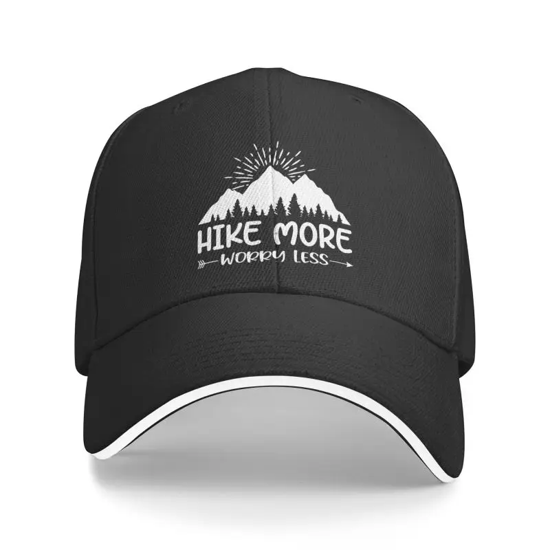 

Custom Adventure Awaits Mountain Camping Baseball Cap Women Men Breathable Hike More Worry Less Dad Hat Outdoor