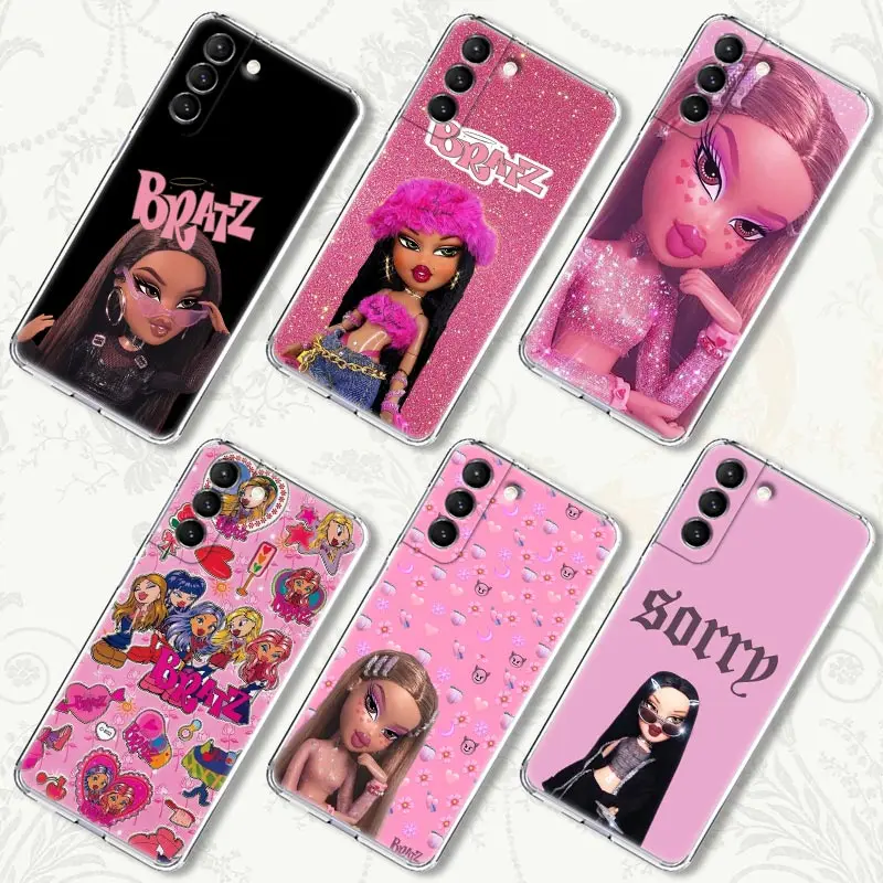 

Cartoon Fashion Bratz doll Clear Coque Phone Case For Samsung Galaxy S22 Ultra S20 S21 FE S10 S9 Plus 5G Case Soft Silicon Cover