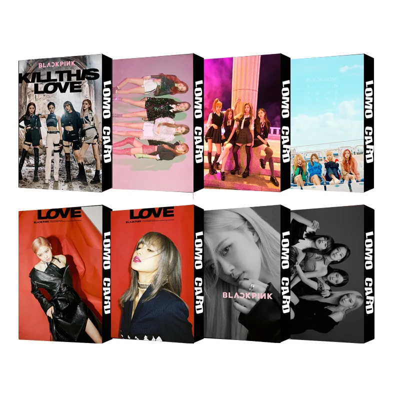 

30PCS/Set Kpop Girl Group Bpink Star Pink Ink Full Set of Peripheral LOMO Box Small Card Set Kill This Love Fan Gifts