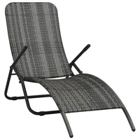 patio outdoor folding lounge chairs sun lounger outside deck pool garden poly rattan gray