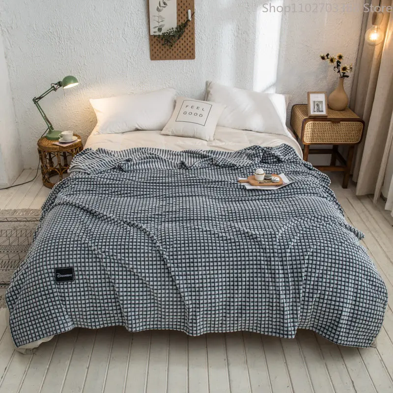 

Супермягкое фланелевое одеяло для кровати, дивана, офисное окрашенное в пряжку мягкое бархатное покрывало для кровати, теплые пледы, покрывало для кровати в клетку и полоску