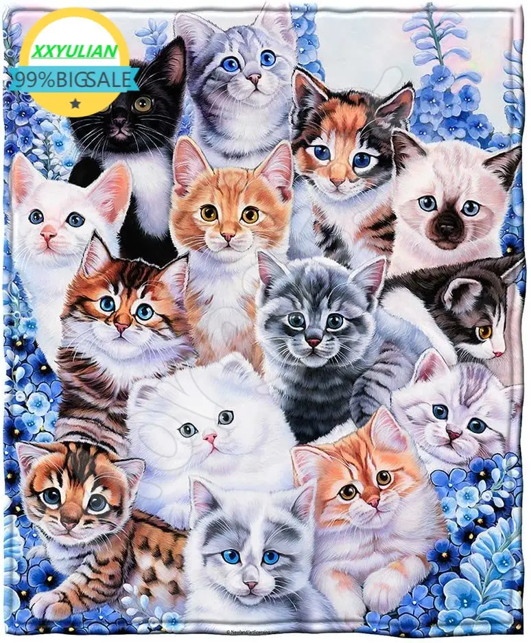 

Dawhud Direct Kitten Collage Super Soft Plush Fleece Throw Blanket by Jenny Newland for bedroom livingroom