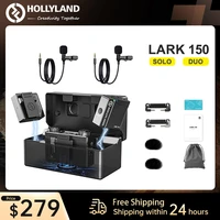 hollyland lark 150 official 2 4ghz wireless lavalier microphone with charging case for interview vlogging live streaming