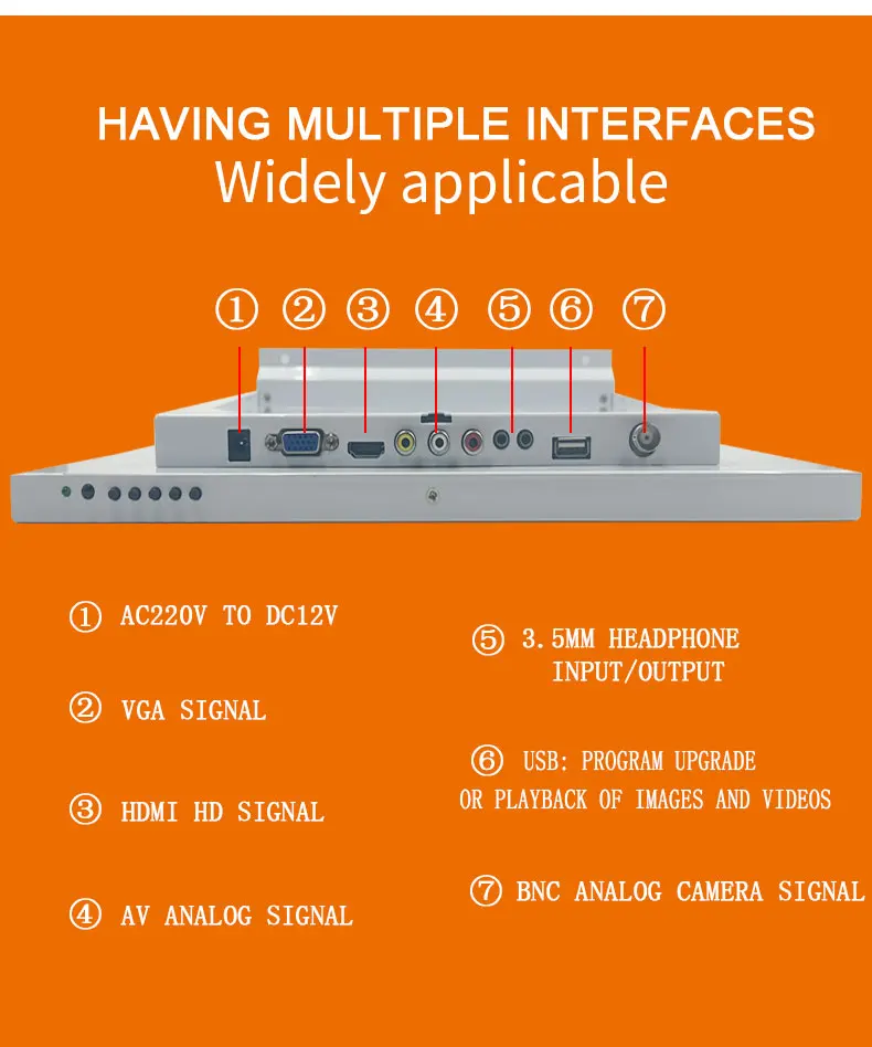 10 1/13 3/15 6 дюймовый белый ЖК-монитор безопасности HDMI VGA BNC компьютер pos промышленный