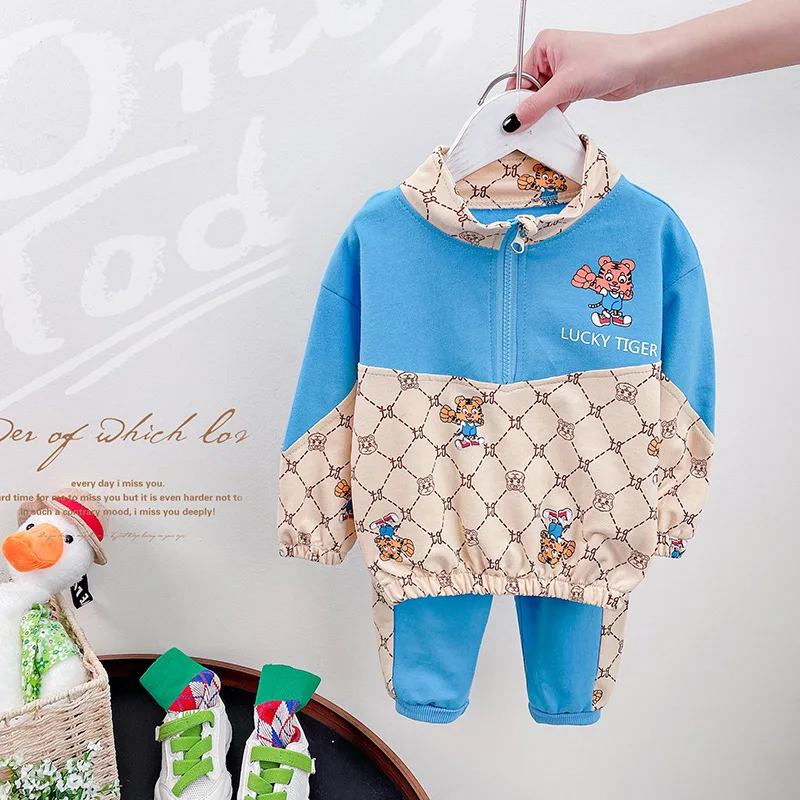 

2 шт., детский трикотажный комплект одежды для девочек, с тигром