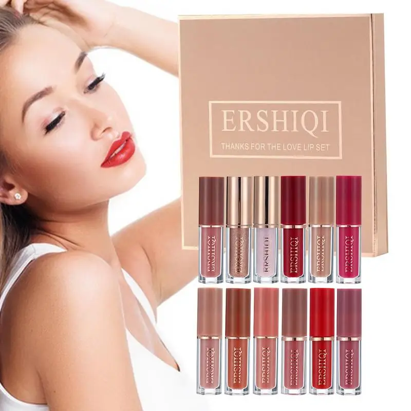 

Waterproof Lip Gloss Non-Sticky 12Pcs Long Lasting Lip Stain Teen Girls Lip Make Up Supplies For Gathering Home Working Shopping