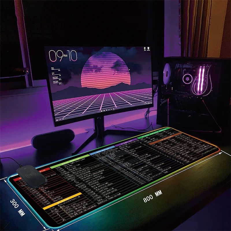 

С быстрой беспроводной зарядкой, портативный игровой коврик для мыши, Настольный коврик для клавиатуры XL, Нескользящий Резиновый коврик для мыши для геймеров