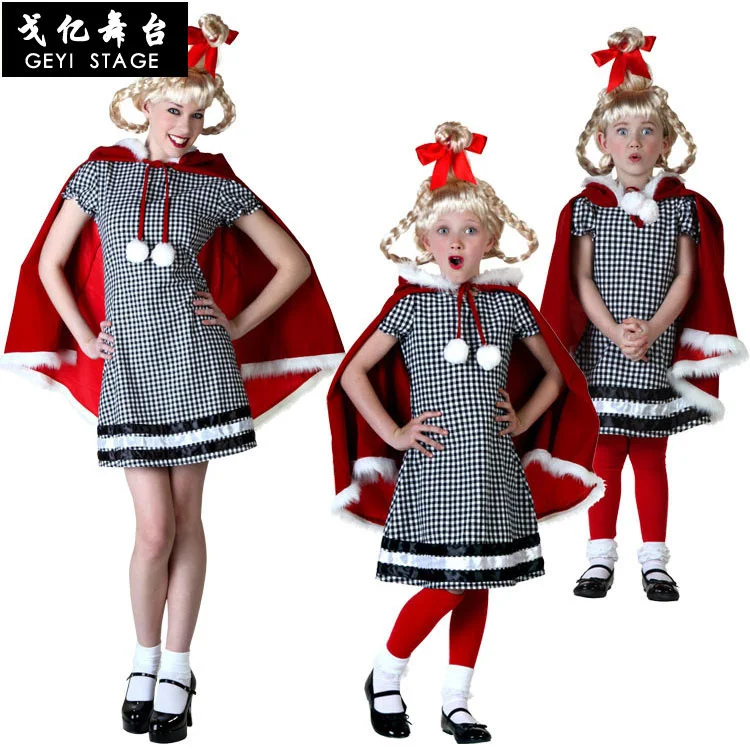 

Женская накидка, роскошный женский Рождественский костюм для взрослых, детей, рождественский костюм для маленькой девочки, костюм для выступления на сцене, костюм для родителей и детей