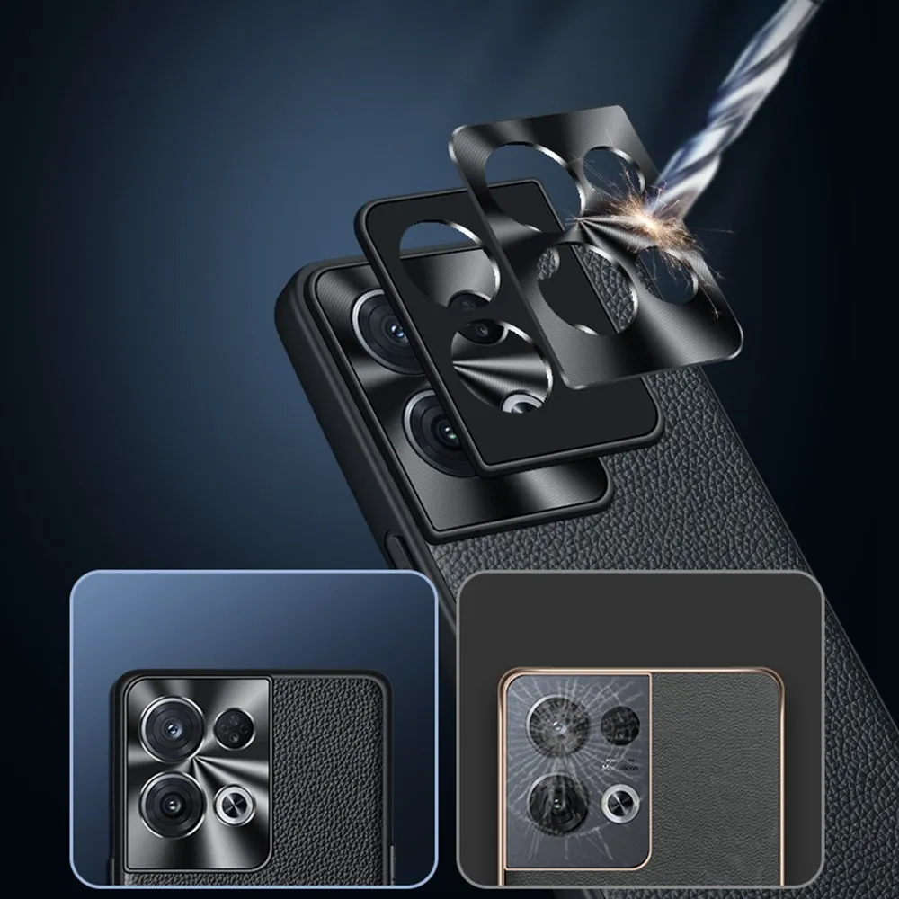 Genuine Leather Case For Oppo Reno 8 7 6 Reno8 Pro Plus Case 3d Lens Full Protector Cover For Reno7 Se Coque Luxury Phone Shell