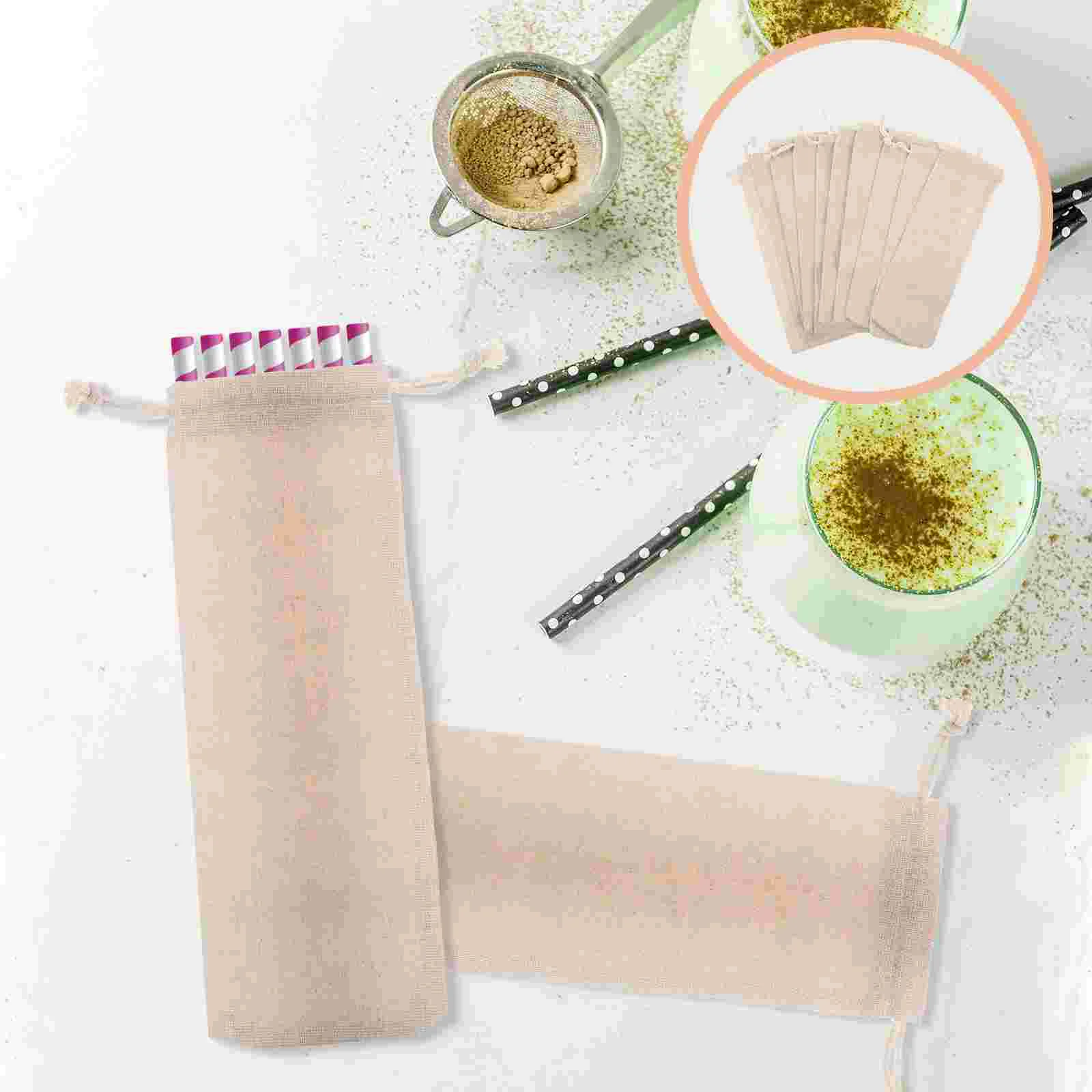 

Bag Bags Straws Straw Pouch Reusable Candy Spoon Fork Cutlery Drinking Favor Forks Cotton Burlap Travel Carrying Linen