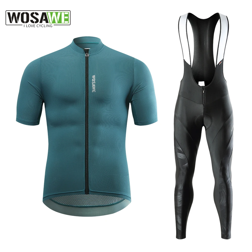 

WOSAWE Мужская велосипедная Джерси с коротким рукавом, комплект одежды для горного велосипеда, одежда для велоспорта, Мужская велосипедная одежда, мягкий нагрудник, шорты