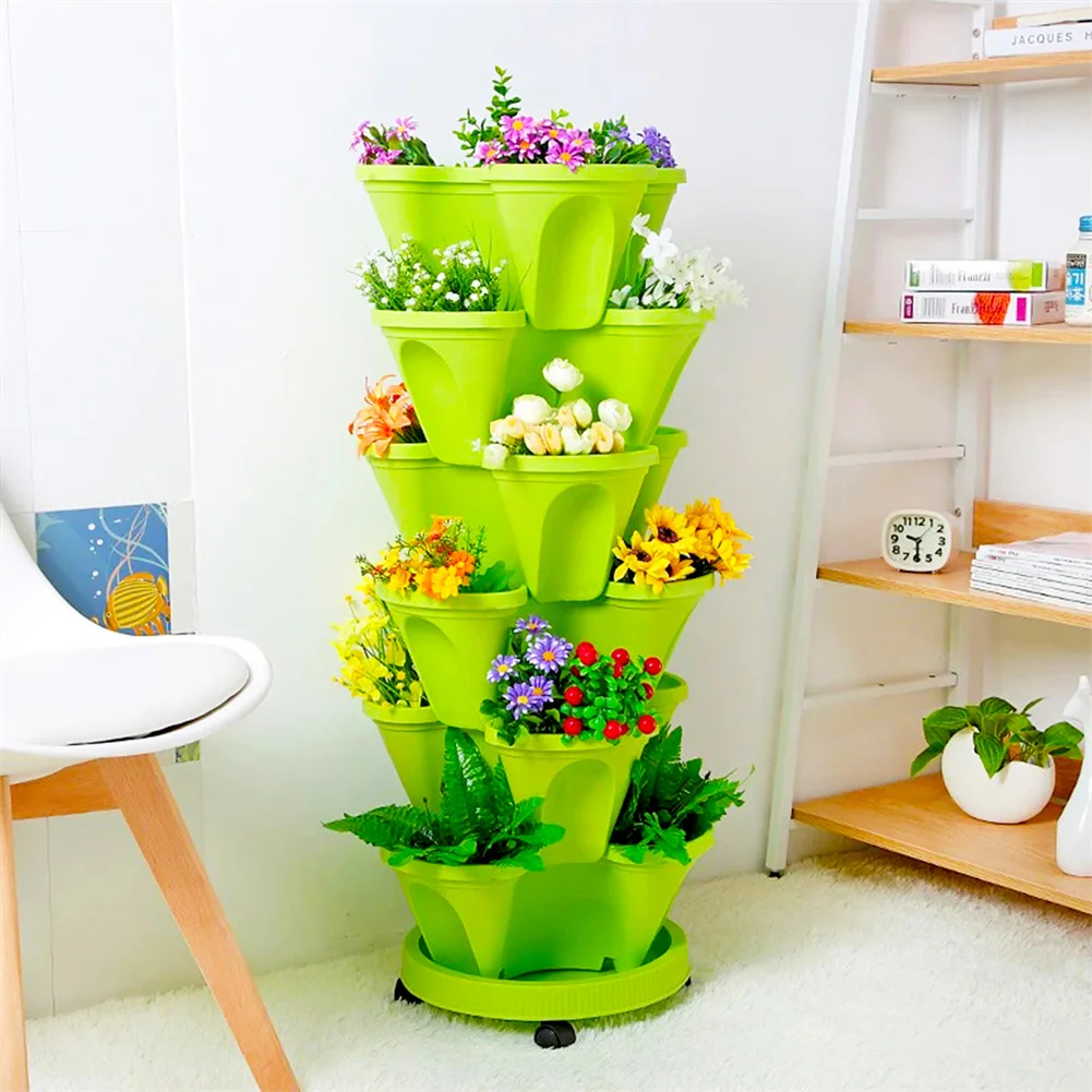 

StackUp Type Stereoscopic Flower Pot Plastic Stackable Vertical Flower Plant Pot Outdoor Yard Garden Balcony Flower Plant Pot