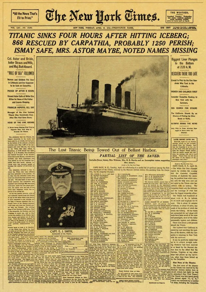 Новостной плакат газеты New York Times / История времени / Крафтовая серия старой газетной бумаги крафт браун настенный плакат винтаж.