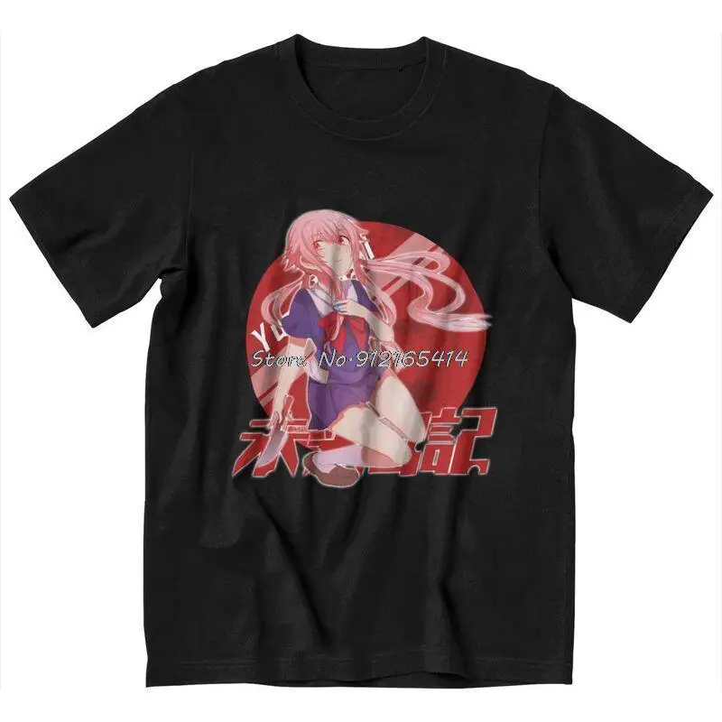 

Kawaii Yuno Gasai футболки с аниме рисунком Мужская графическая футболка Манга будущий дневник Mirai Nikki футболка хлопковые футболки Топ Harajuku
