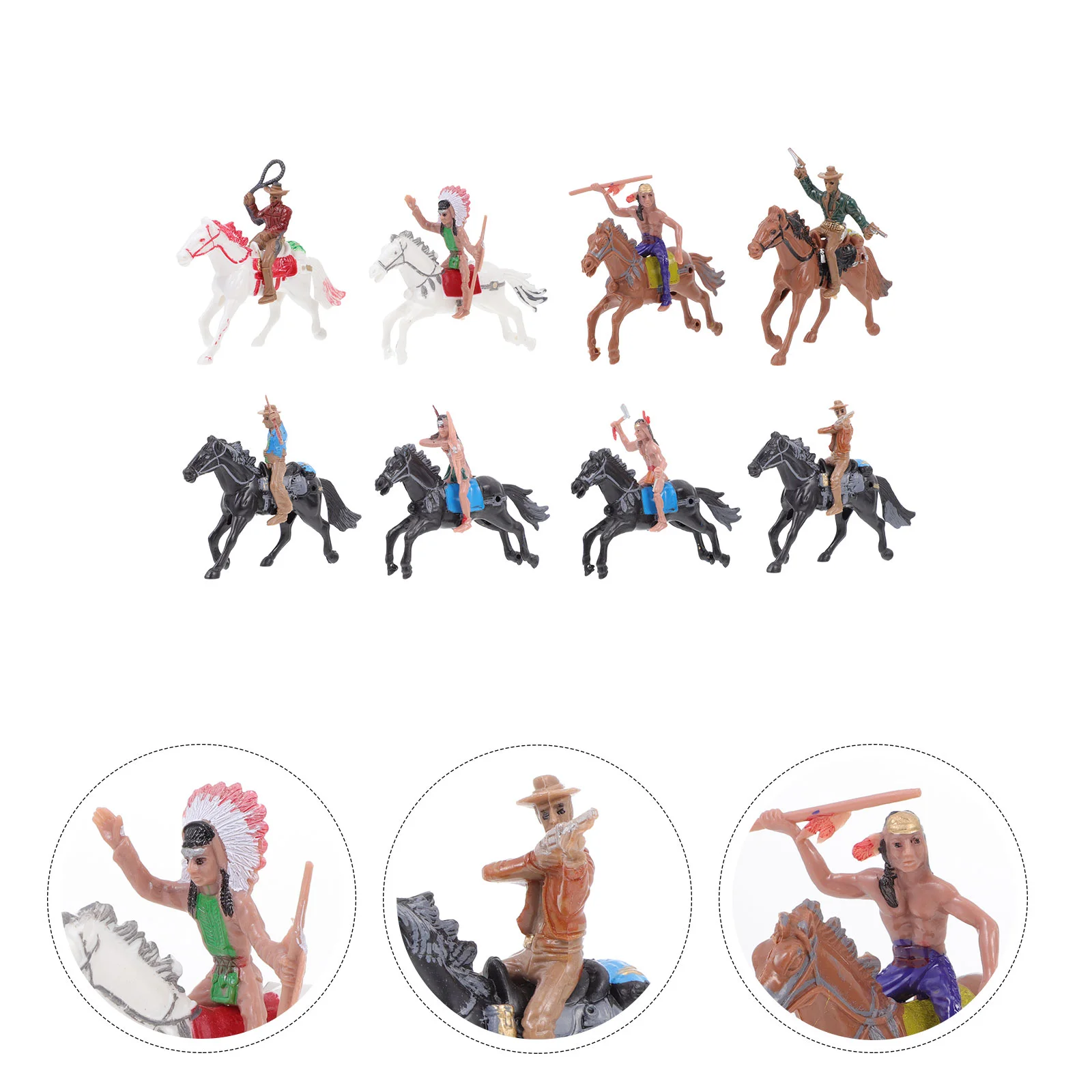 

8pcs Adornments Indians Plastic Figures Playset Indian Figure West Cowboy Model for Shop Kids
