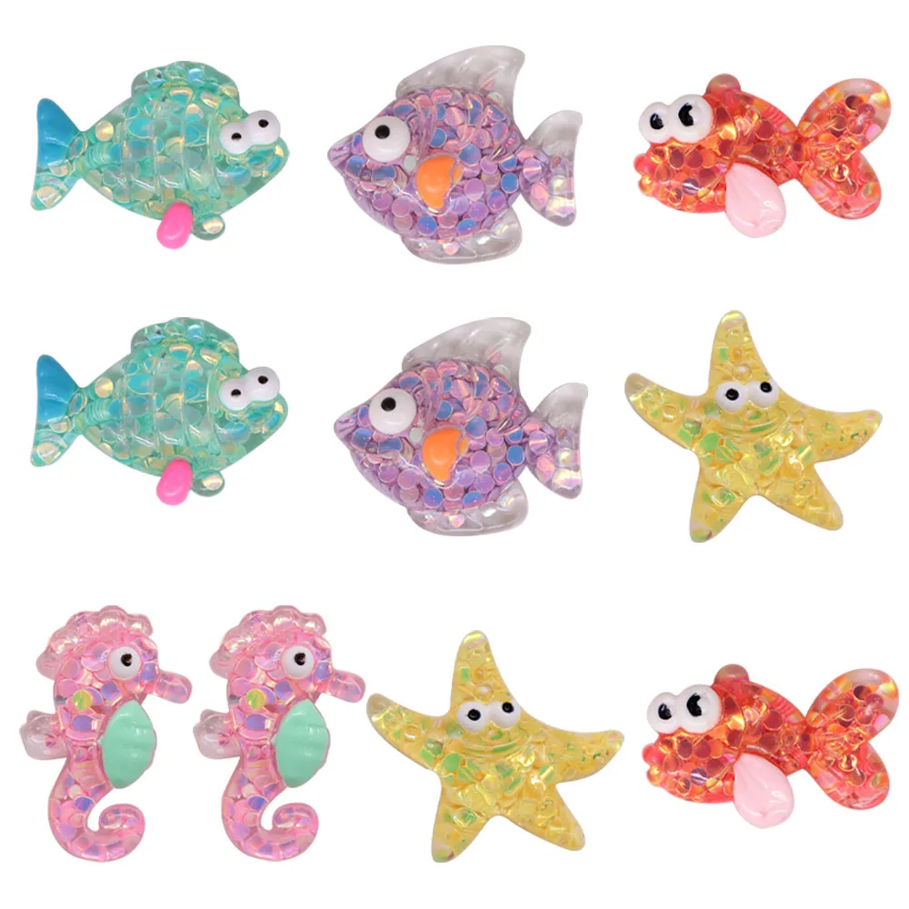 

Смешанные полимерные милые Мультяшные магниты на холодильник Kawaii Flash Sequin Рыба Морская звезда морская лошадь магниты на холодильник наклейк...