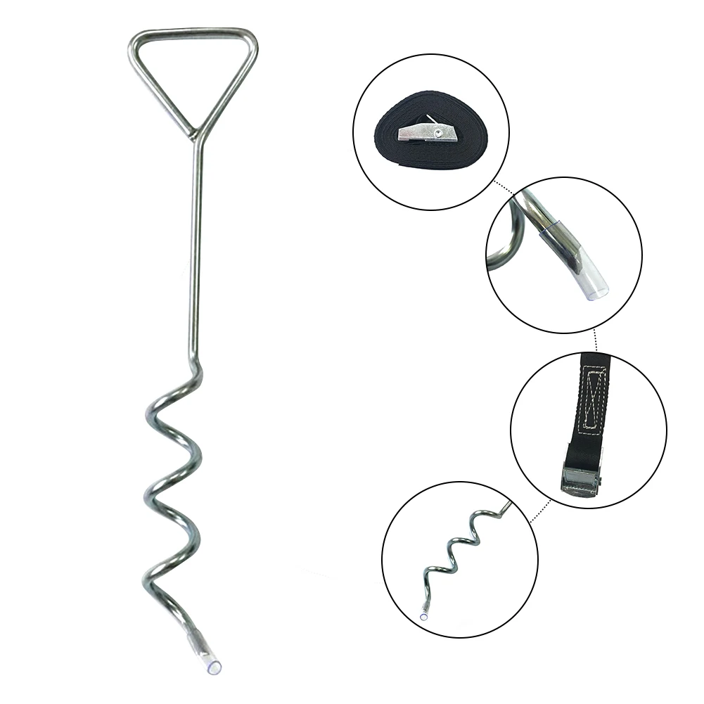 

1 Set Of Outdoor Tent Camping Trampoline Fixed Spiral Nail Ground Steel And Nylon Anchor Awning Tent Ground Anchor Kit