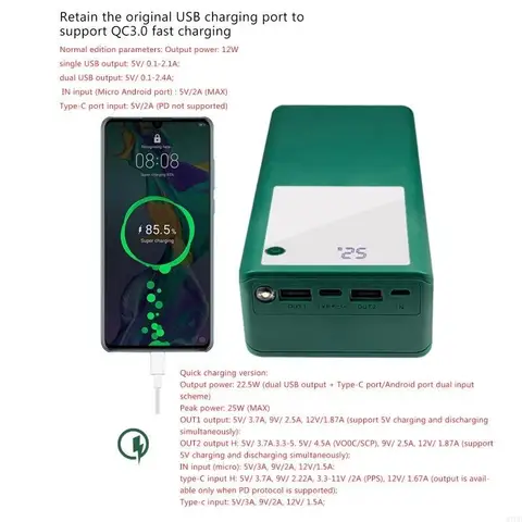 6 x 26650 батарея 3 Выходная мобильная мобильная банк мобильного банка для быстрого заряда