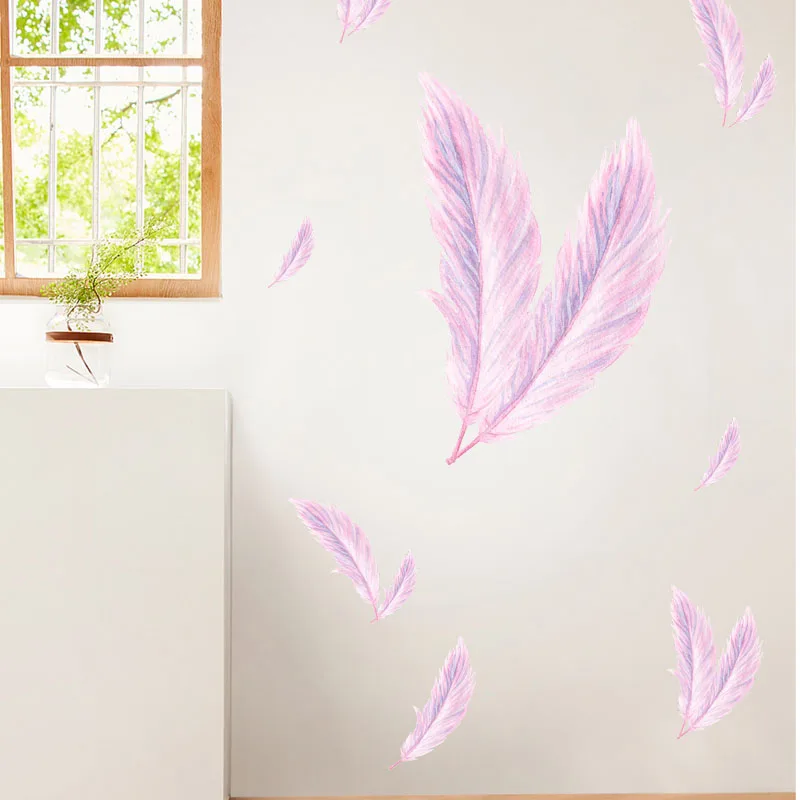 

1PC Feather Pattern Wall Decal Charming PVC Black Cartoon Imaginary Decal Creativity Suitable for Home Decoration