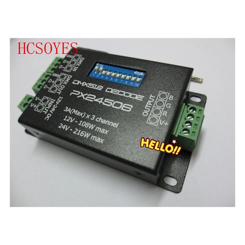 DC12V-24V PX24506 светодиодный драйвер DMX 512 декодер 9A усилитель для светодиодных фонарей