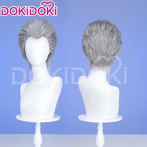 Косплей парик Dante DokiDoki 35 см серебристо-серые и белые волосы