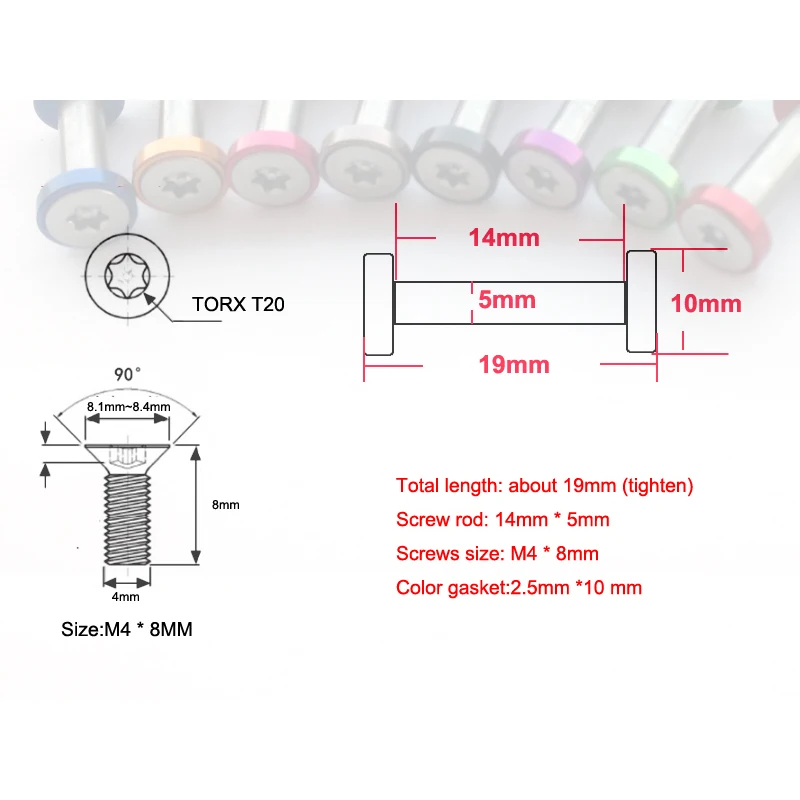 Ручка для ножа из нержавеющей стали винты красного цвета TORX от 18 мм до 25 подходит