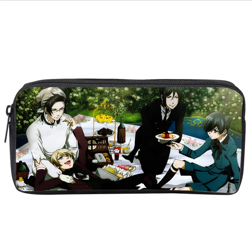 

Women Cosmetic Case Makeup Bag anime Black Butler Student pencil case Kids cartoon pencil Bag teenager Zipper Handbag