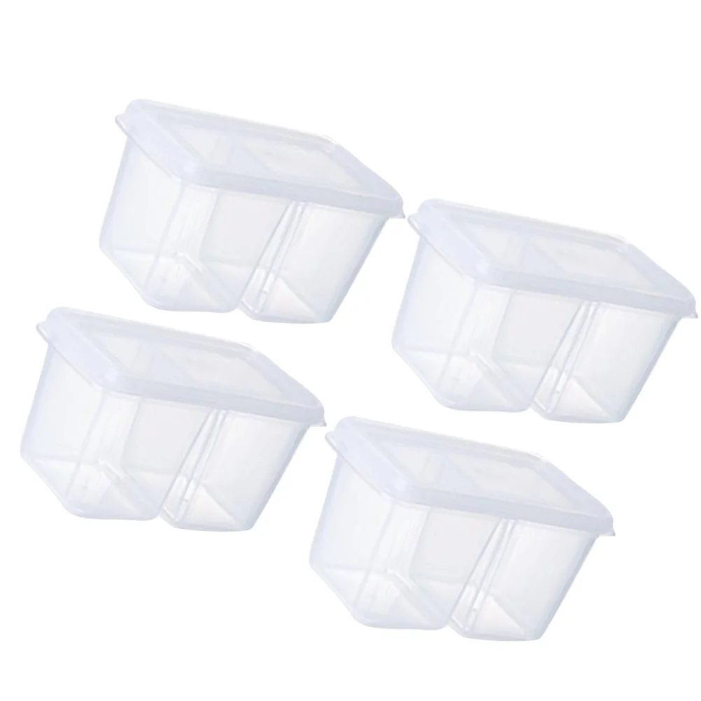 

4 Pcs 2 Grids Onion Ginger Garlic Storage Box Refrigerator with lid Sauce Storage Box Home Kitchen Mini Fruit
