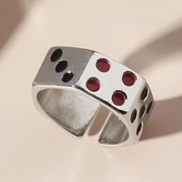 adjustable engraved unisex ring alloy silver color dice opening ring jewelry accessory