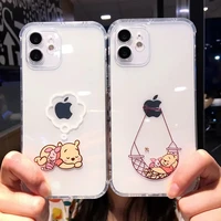 bandai cute winnie the pooh tigger piglet couple clear silicon phone case for iphone xr xs max 8 plus 11 12 13 pro max case
