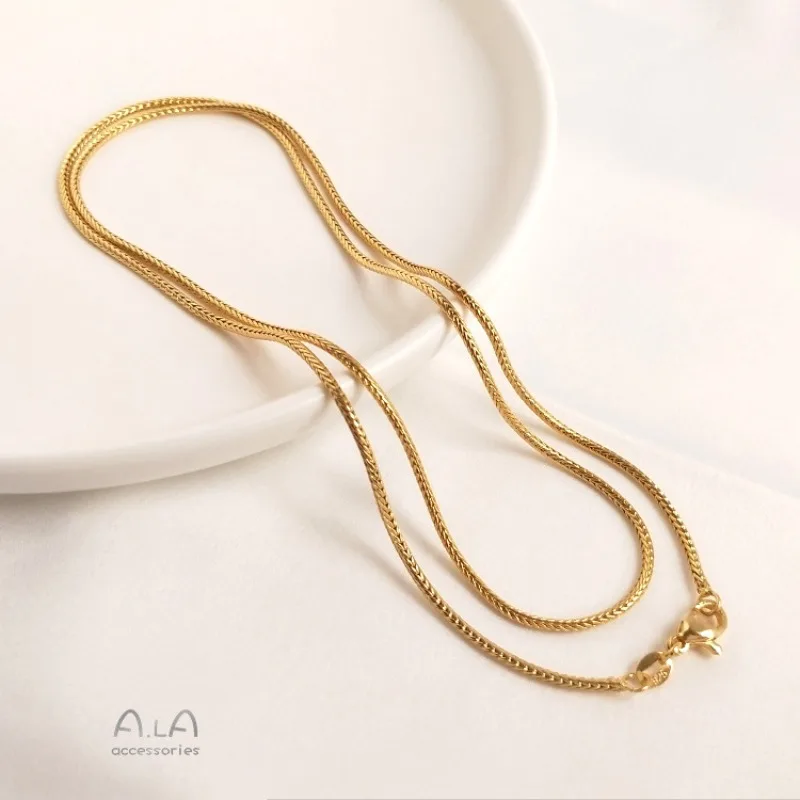 Фото Длинное ожерелье 60 см, позолоченная цепочка 14K, витая цепочка-гусеница, цепочка Шопен, цепочка для свитера, длинная цепочка для DIY-подвесок №2