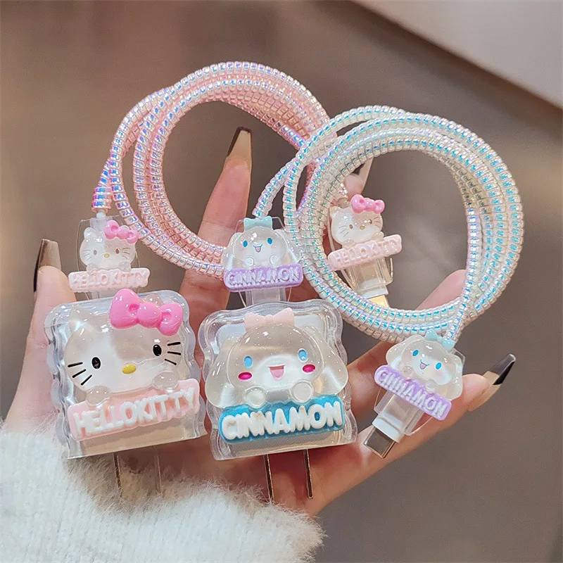 4 шт./компл. милый Sanrio Hello Kitty защитный чехол для кабеля передачи данных 18 Вт 20