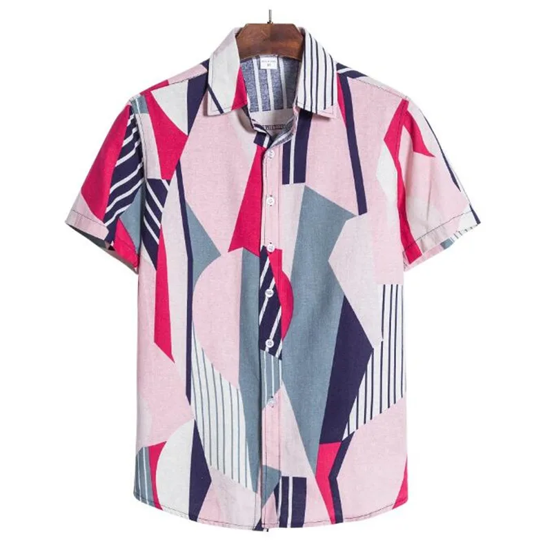 

2020 Summer Men Printed Loose Short Sleeve Casual Buttons shirt hawaiian shirt camisa masculina streetwear chemise homme