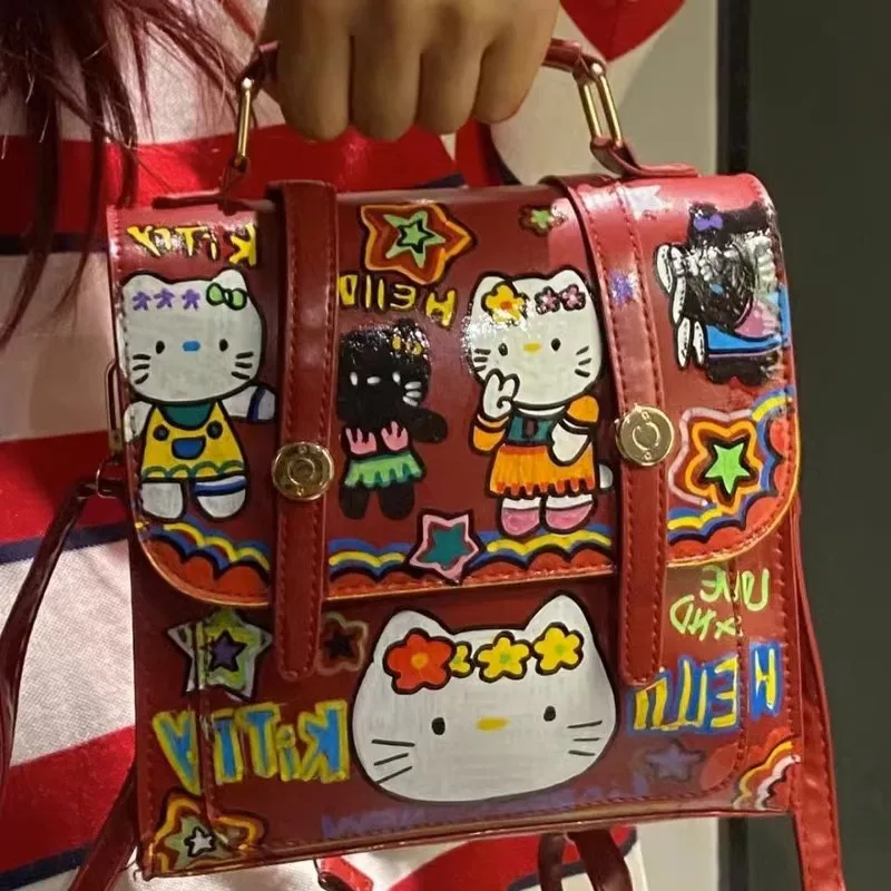 

Anime Hello Kitty Bag Cartoon Graffiti Forest Backpack Junior High School Student Schoolbag Large Capacity Children Accessories