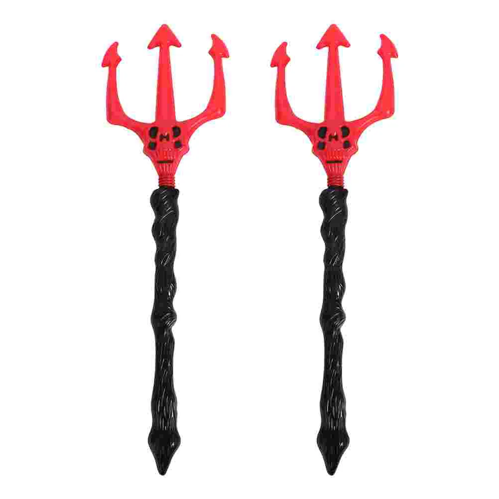 

2Pcs Festival Plastic Trident Toy Performance Fake Forks Halloween Costume Props