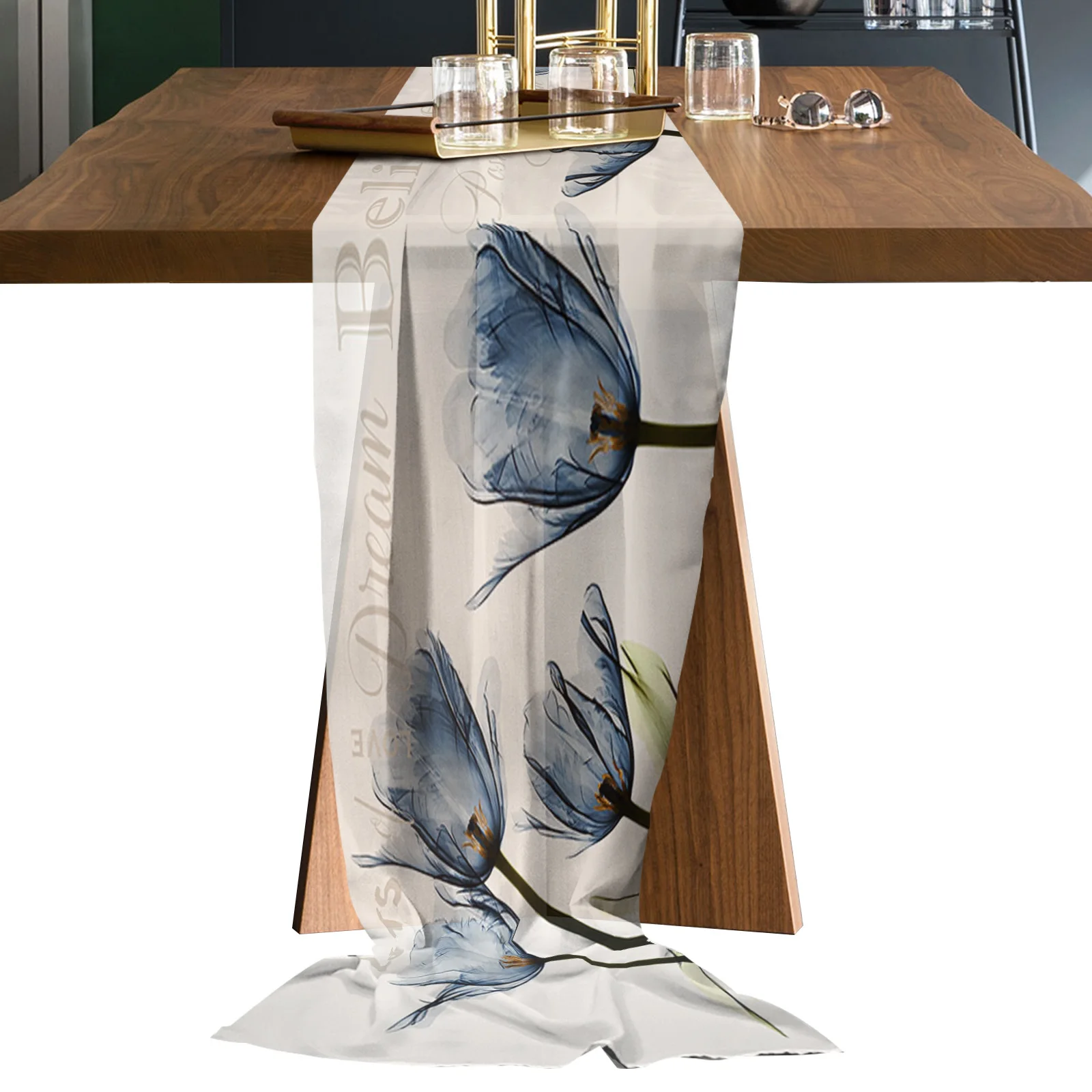 

Blue Tulip Fresh Sheer Chiffon Table Runners Rustic Gauze Dining Tablecloth Wedding Table Decor Gauze Table Runner