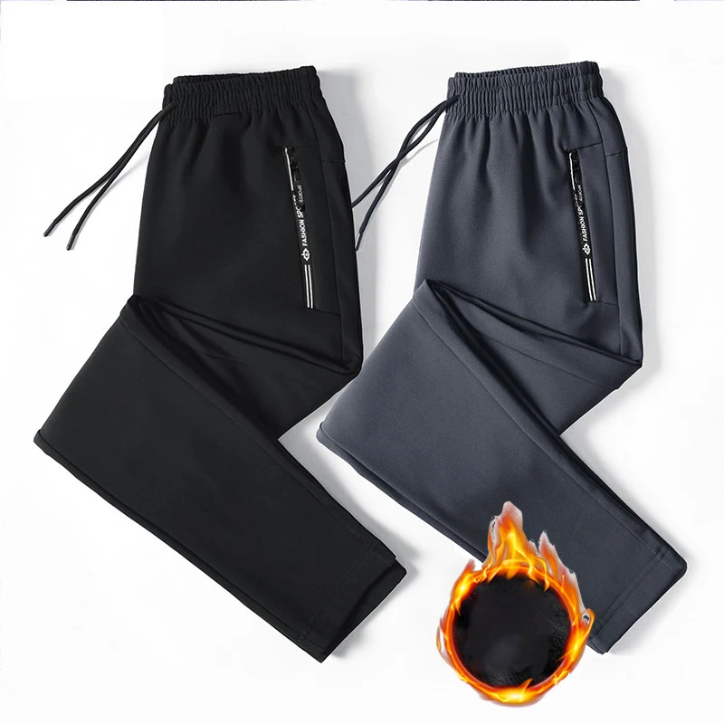 

2023 Autumn Winter Fleece Jogger Mens Pants Loose Straight Trousers Men SweatpantsThick Warm Sports Pants Outdoor Large 8XL