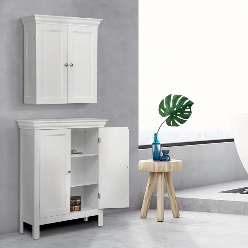 

Two Door Removable Wall Cabinet with Two Contemporary Style Doors, White