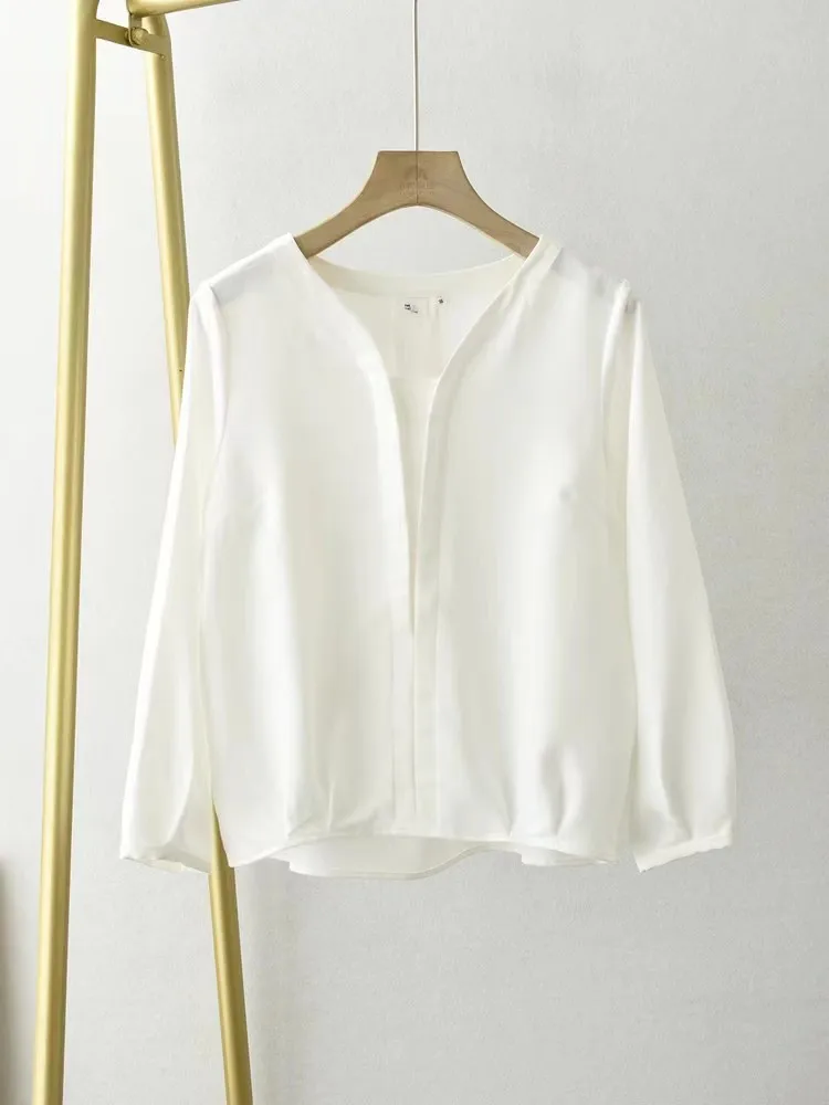 

2023 Light Mature Wind Design Sense Niche Long-sleeved Shirt Female Summer French Senior Sense of Temperament Shirt Tide.