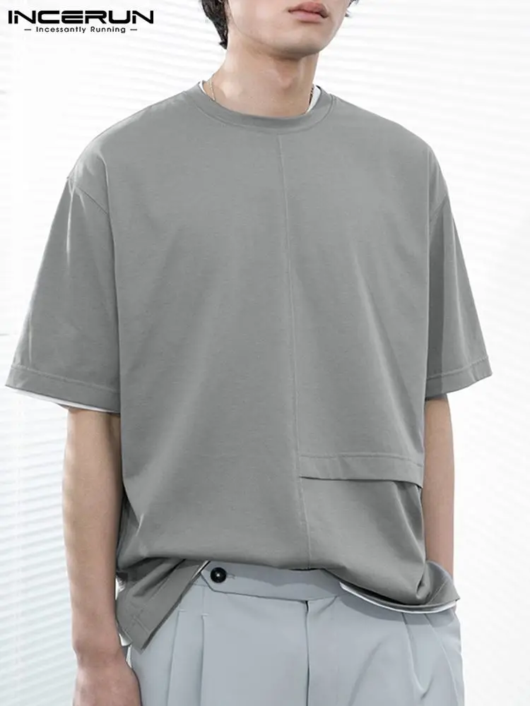 

Fashion Casual Short Sleeve Shirts INCERUN New Men's Stylish Male Solid Loose Comfortable Basic Shirts Summer Leisure Tops 2022