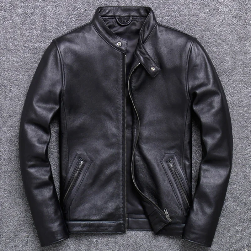 

2023 New Plus Size.men Classic Casual Leather Jacket Super Sales Origin Natural Cowhide Coat.slim Short Leather Clothing Jackets