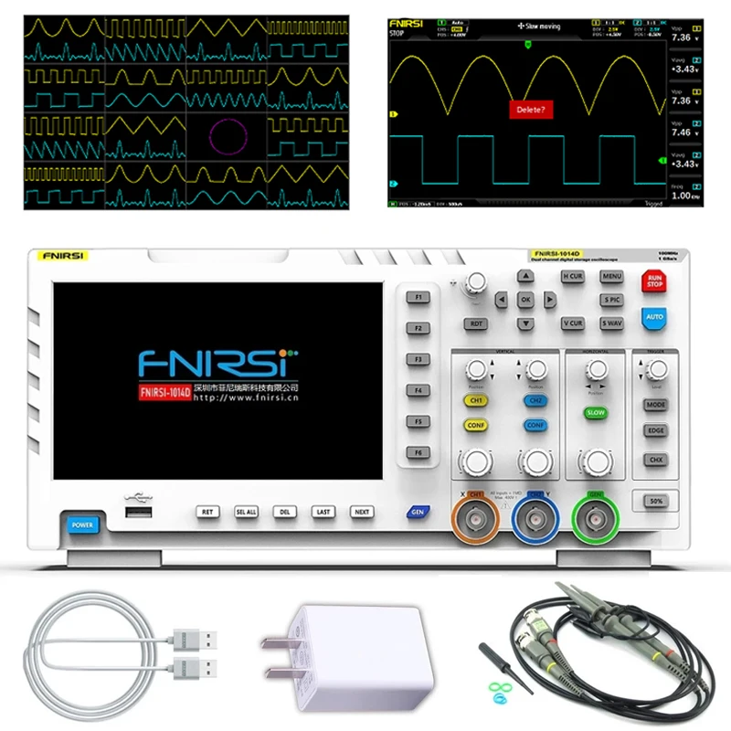 

FNIRSI-1014D portable Dual Channel Input Signal Generator 100MHz* 2 Ana-log Bandwidth 1GSa/s Sampling Rate Digital Oscilloscope