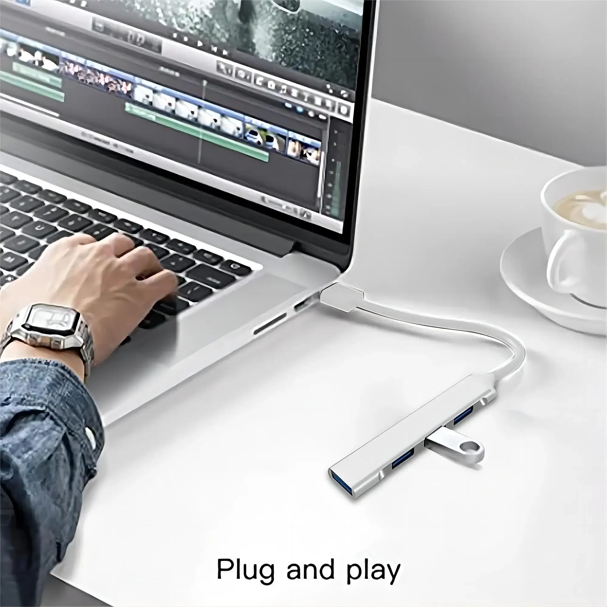USB-концентратор KEBIDUMEI USB 3.0, 5 Гбитс, высокоскоростной, 4 порта, USB-C, USB-разветвитель, OTG-адаптер для мыши, клавиатуры, MacBook Pro, ноутбука, настольного компьютера (art.: 3920db049360e) - 3920db049360e