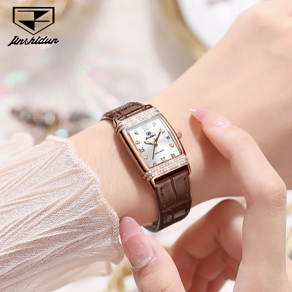 2023 New JSDUN Women Watch Leather Strap Quartz Watches Waterproof Fashion Diamond Elegant Wristwatch Dress For Lady Gift