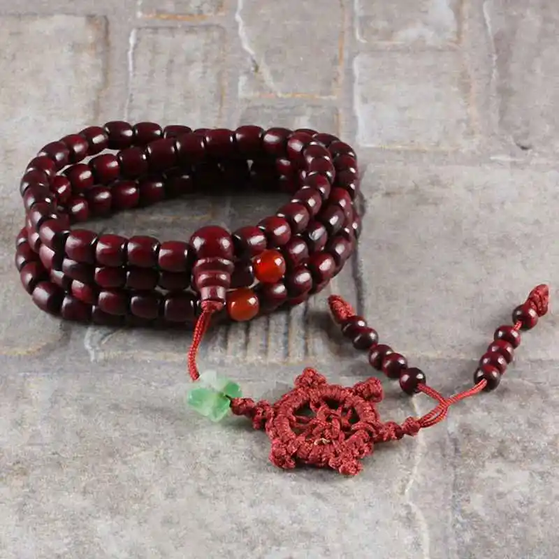 

SUNYIK Natural Wood Beads Buddhist Buddha Prayer Knot Red Black Ebony Beaded Unisex Men Bracelets & Bangles For Women