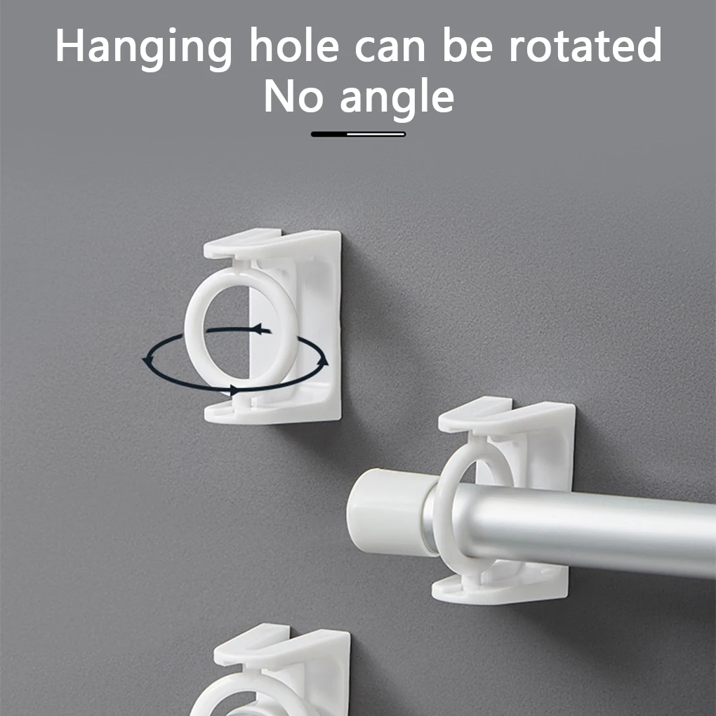 

2 Pieces Self Adhesive Curtain Rod Holder Bathroom Wall Mounted 360-degree Rotation Drape Stick Brackets Transparent