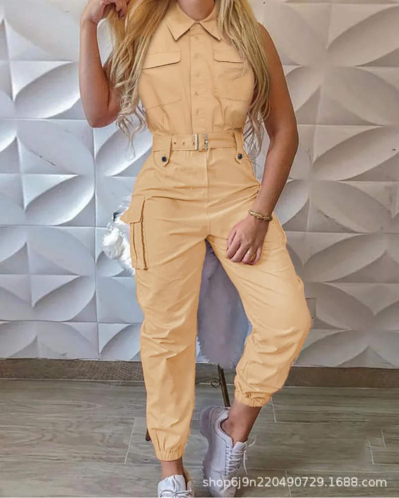 2022 Summer New Casual Sleeveless Jumpsuit Women's Fashion Slim Casual Trendy Workwear Jumpsuit