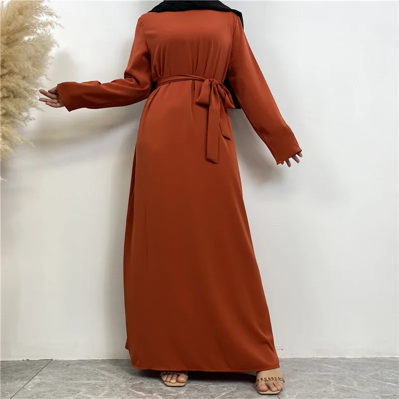 Hot Selle Muslim Woman Abaya With Pockets Islamic Casual And Simple Long Dresses Moroccan Caftan  muslim dress women turkish